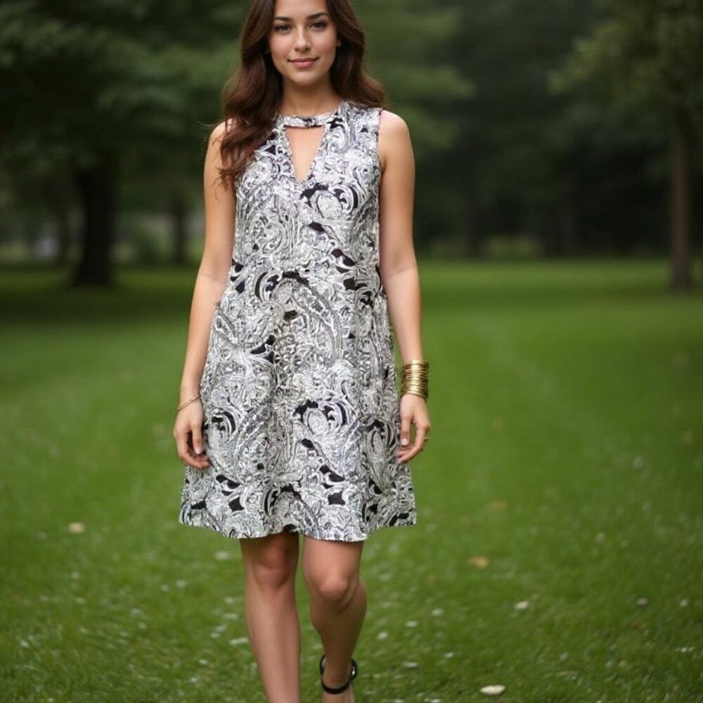 Elan Paisley Print Swing Dress Size Medium